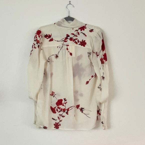 Joie NEW white/red patterned, tie neck blouse - Picture 4 of 5